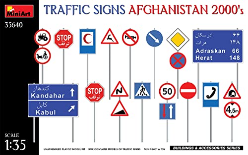 Miniart Min35640 1:35-Segnali Stradali Afghanistan 2000'S Scala Model Kit, Modellato Colore