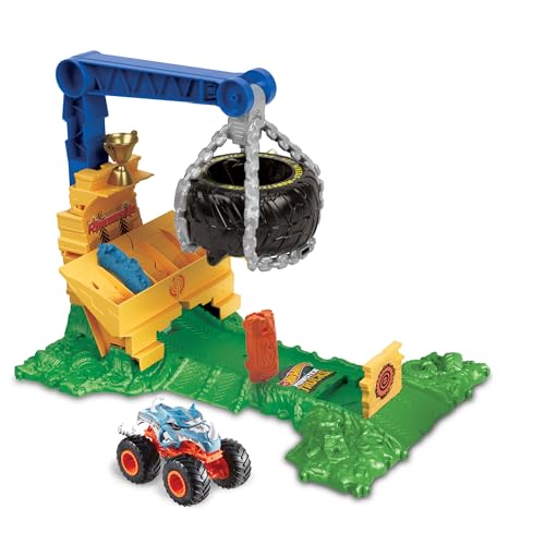 Hot Wheels Monster Trucks - Sfida Demolizione Del Carico Rhinomite, Playset Arena Degli Scontri Con Truck Rhinomite In Scala 1:64 E 2 Macchinine Schia
