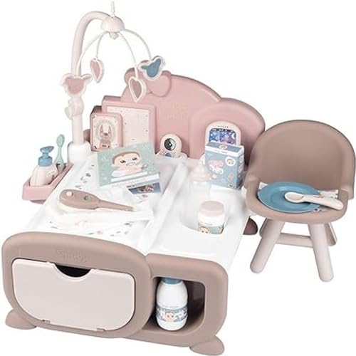 Smoby - Baby Nurse Cocoon Nursery, 7600220379, +3 Anni, Con Funzioni Elettroniche, Fasciatoio, Culla, Seggiolone, Accessori, Per Bambole Fino A 42 Cm