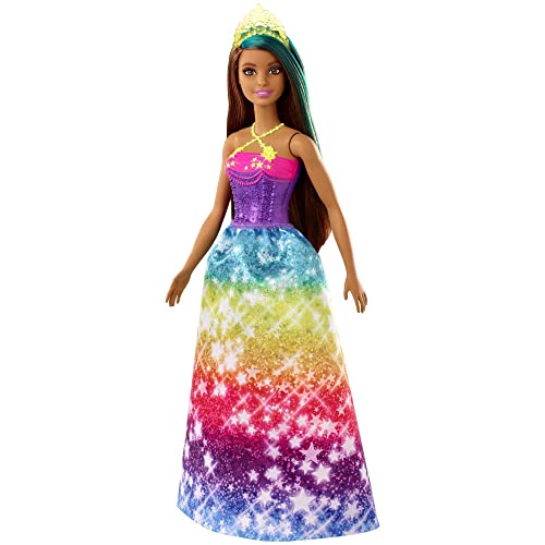 Barbie Dreamtopia, Bambola Principessa Con Ciocca Turchese, 30,5 Cm, Giocattolo Per Bambini 3+ Anni,Gjk14