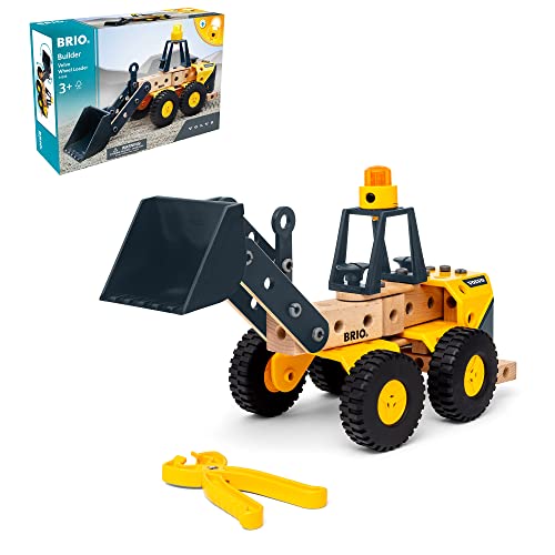 Brio Builder - Pala Caricatrice Volvo Con Luce, Trattore Con Caricatore Frontale, Kit Costruzioni Per Trattore, 58 Pezzi, Età 3+ Anni