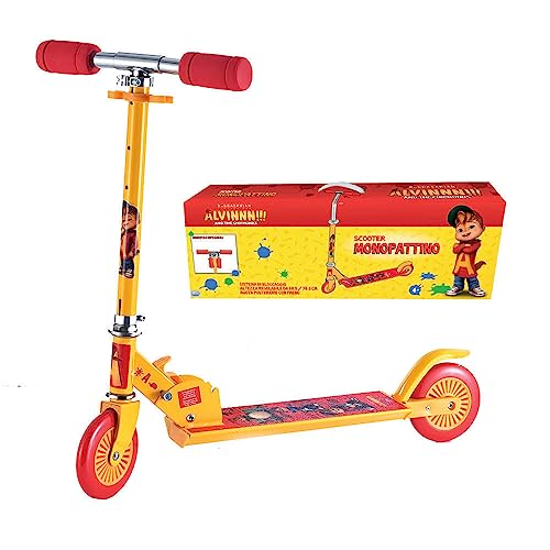 Ods Alvin Monopattino Altezza Regolabile 80 Cm Con Ruota Posteriore Con Freno, 100% Acciaio, Portata Massima 50 Kg, Colore Blu Rosso Giallo, M, 48901