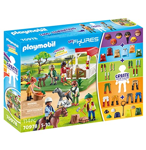 Playmobil My Figures 70978 Ranch Dei Cavalli, 6 Personaggi Con Oltre 1000 Combinazioni Di Gioco Possibili, Gioco Dei Cavalli Per Bambini Dai 5 Anni In
