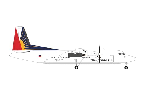 Herpa Modello Di Aereo Philippine Airlines Fokker 50 - Ph-Prg In Scala 1:200 - Modello Di Aereo, Pezzo Da Collezione, Miniatura Deco, Statuetta Con Su