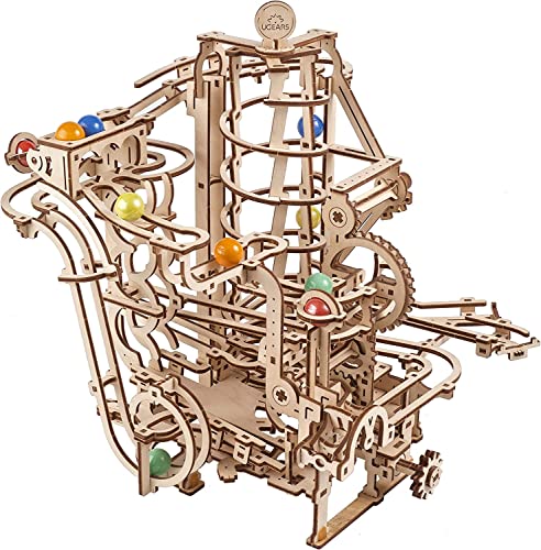 Ugears Pista Per Biglie Puzzle 3D - Marble Run Quarta Versione Pista Biglie Per Bambini Puzzle In Legno Con Biglie Di Vetro Colorate - Kit Fai Da Te M