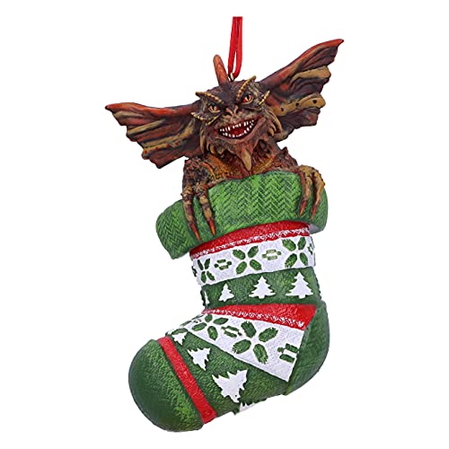 Nemesis Now B5591T1, Gremlins Mohawk In Stocking - Adorno Decorativo Para Colgar (12 Cm), Color Verde