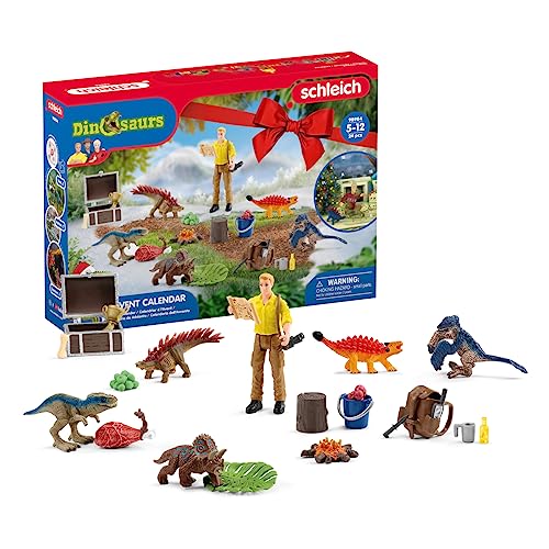 Schleich 98984 Calendario Dell'Avvento Dinosaurs 2023, Da 5 Anni, Dinosaurs - Playset, 24 Pezzi