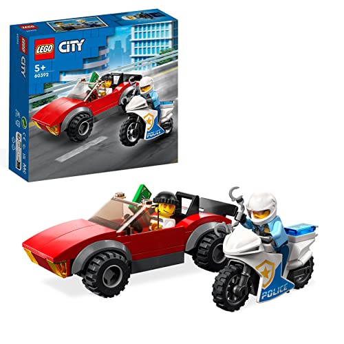 Lego City Inseguimento Sulla Moto Della Polizia Giocattolo Con Modello Di Auto Da Corsa E 2 Minifigure, Giochi Per Bambini E Bambine, Idea Regalo 6039