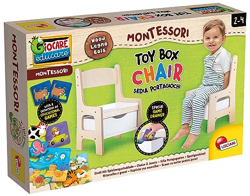 Lisciani Giochi - Montessori Wood Toy Box Chair