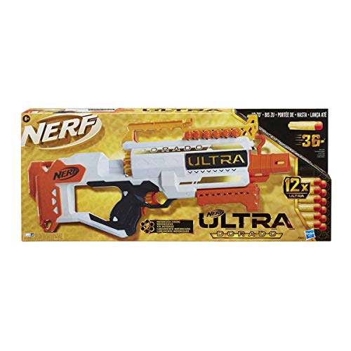 Hasbro F2017 Nerf Dorado Blaster Motorizzato, Retrocarica Rapida, 12 Dardi, Compatibile Solo Con Dardi Nerf Ultra