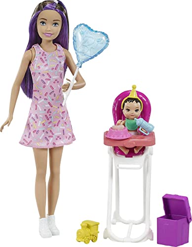 Barbie Bambola Skipper Babysitter E Bebè Con Accessori A Tema Festa, Giocattolo Per Bambini 3+Anni, Grp40