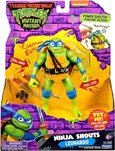 Teenage Mutant Ninja Turtles 83351Co Mutant Mayhem - Statuetta Leonardo Deluxe Ninja Shouts Da 14 Cm, Ragazzi Dai 4 Ai 7 Anni E Fan Tmnt, Colore: Nero