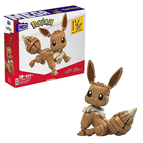 Mega Pokémon - Eevee Gigante, Set Da Costruzione Da 824 Pezzi, Personaggio Alto 28+ Cm Con Coda E Orecchie Articolate, Da Collezionare Ed Esporre, Gio