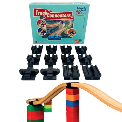 Toy2 Builder - Set Piccolo Con 12 Connettori Per Binari, Compatibile Con Ferrovia Brio E Mattoncini Lego Duplo, Set Da Costruzione 3 Diversi Connettor