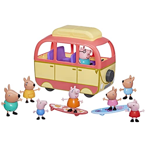 Peppa Pig, Peppa Visita L'Australia In Camper, Veicolo Giocattolo Per Età Prescolare, Include 8 Action Figure, 4 Accessori, Dai 3 Anni In Su [Esclusiv