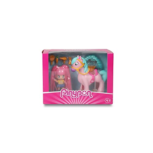 Pinypon - Funny Hair Con Personaggio Capelli Realizzati Con Morbidi Elastici, Cavallo Con Accessori Intercambiale, Per Bambine E Bambini Da 4 Anni, Fa