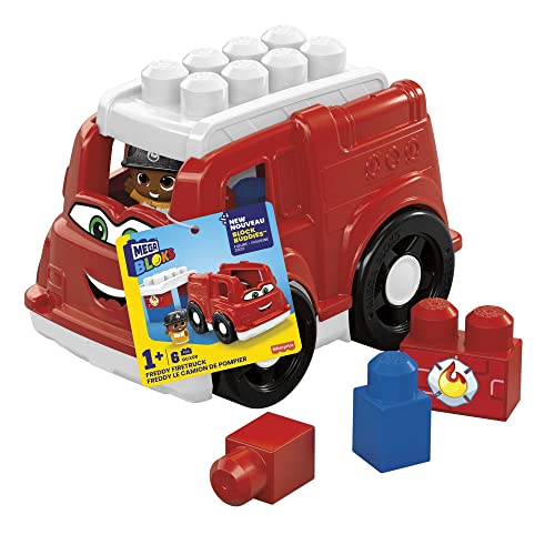 Mega Bloks - Freddy Camion Dei Pompieri, Con 5 Blocchi Da Costruzione E Un Pompiere, Giocattolo Per Bambini 1+ Anni, Gcx09