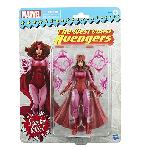 Hasbro Marvel Legends Series Scarlet Witch 6" Retro Packaging Action Figure Giocattolo, 4 Accessori, Multicolore, F5884