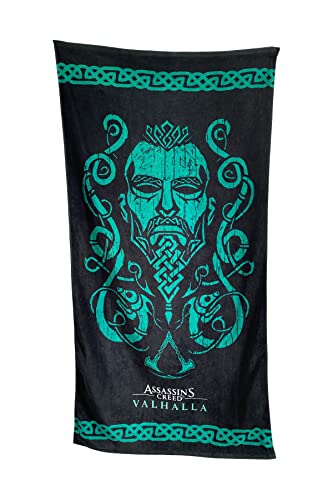 Groovy Uk Assassin'S Creed Eivor Valhalla - Asciugamano Da Bagno, 150 X 75 Cm, Colore: Nero