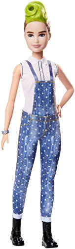 Barbie Fashionista, Bambola Con Salopette Blu A Pois, Giocattolo Per Bambini 3+ Anni, Fxl57