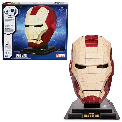 4D Puzzle, Kit Di Modellismo Per Puzzle 3D Marvel Di Iron Man Da 96 Pezzi Con Supporto, Elmo Di Iron Man Decorazione Da Tavolo, Puzzle 3D Per Adulti E