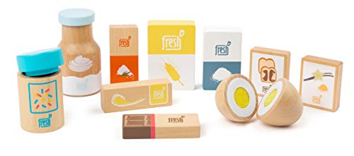 Small Foot- Ingredienti Da Forno Fresh Di Legno,Set Di Giochi Come Accessori Per La Cucina Per Bambini E Il Negozio Del Commerciante Lebensmittel Gioc