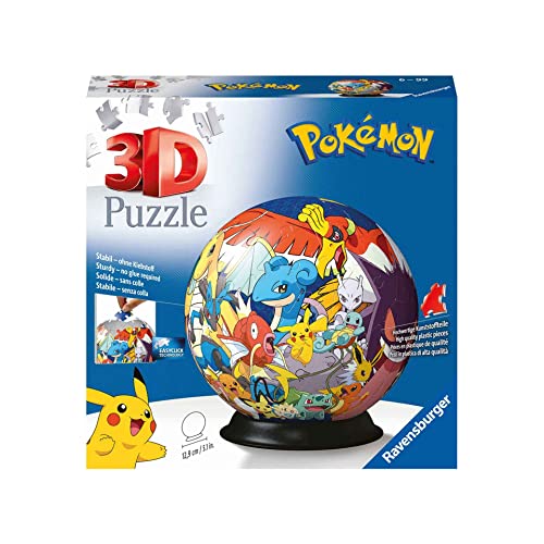Ravensburger - 3D Puzzle Personaggi Pokémon, Puzzle Ball, 72 Pezzi, 6+ Anni