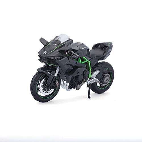 Maisto, Modellino Di Kawasaki Ninja H2R: Fedele All'Originale, In Scala 1:12, Con Sospensioni E Cavalletto Laterale Pieghevole, 17 Cm, Di Colore Nero,