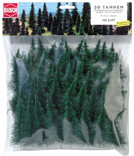 Busch 6497 - Modellismo Ferroviario, Abeti Decorativi, 50 Pz., In Scala H0