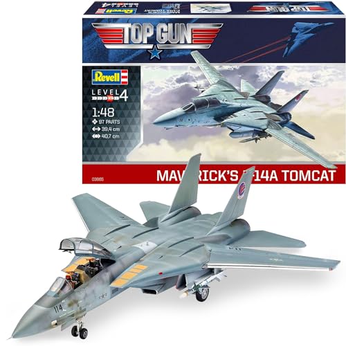 Revell Maverick'S F-14A Tomcat Top Gun | Autentico Modello Di Aviatore | Con Ali Girevoli Mobili E Personaggio Pilota | Impressionante Pezzo Da Collez