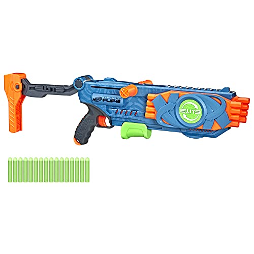 Hasbro Nerf Elite 2.0 - Flipshots Flip-16, Blaster Con 16 Canne Porta Dardi Che Si Ribaltano Per Raddoppiare La Potenza Di Lancio, Capacità 16 Dardi,