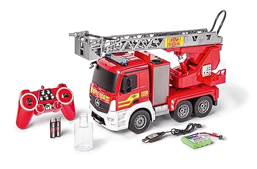 Carson 500907670 1:20 Mb Vigili Del Fuoco Con Scala Girevole 100% Rtr - Veicolo Telecomandato, Funzione Di Spruzzo D'Acqua, Batterie E Telecomando Inc