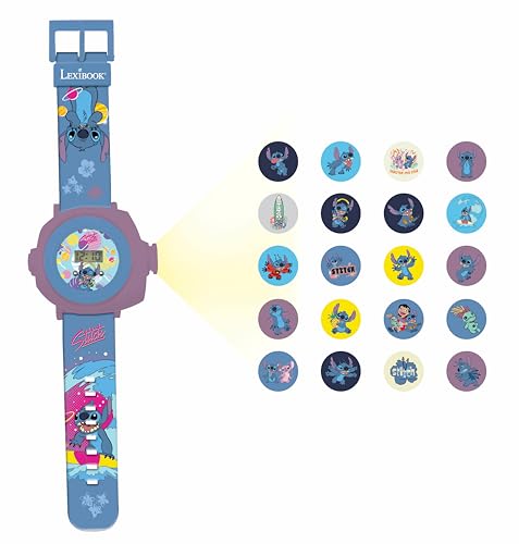 Lexibook Disney Orologio A Proiezione Regolabile Con Schermo Digitale-20 Immagini Di Lilo E Stitch-Per Bambini, Dmw050D