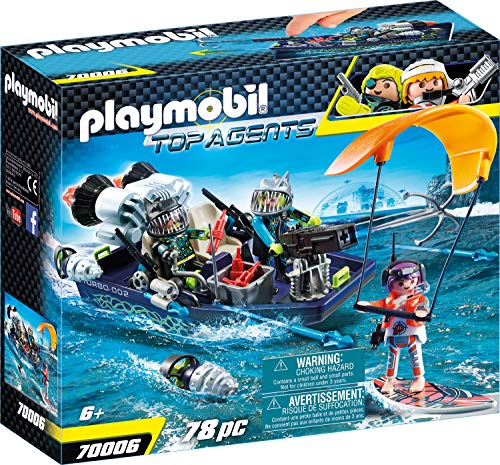 Playmobil Top Agents 70006, Barca Da Assalto Con Arpione Del Team S.H.A.R.K., Dai 6 Anni