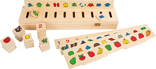6494 Scatola Di Immagini Da Ordinare Small Foot, Scatola Per Lo Smistamento Delle Immagini In Legno, Con 50 Targhette Con Simboli, Allena Il Riconosci