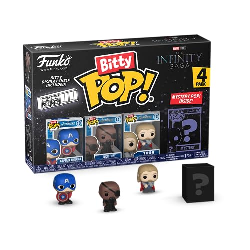 Funko Bitty Pop! Marvel - Captain America 4Pk - Captain America (Holding Shield), Nick Fury, Thor E Una Mini Figura Misteriosa A Sorpresa - 0.9 Inch (