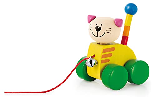 Selecta - Gatto Tinka, Giocattolo Da Tirare In Legno, 12 Cm, 62035