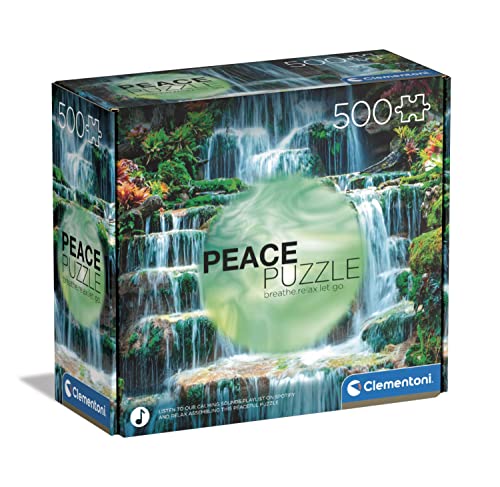 Clementoni - 35117 - Peace Puzzle - The Waterfall - 500 Pezzi - Made In Italy, Puzzle Adulti 500 Pezzi, Puzzle Paesaggi, Puzzle Rilassanti, Divertimen