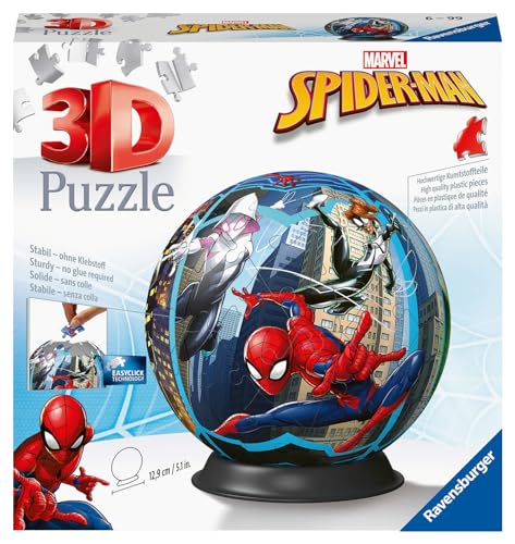 Ravensburger - 3D Puzzle Puzzle Ball Spiderman, 72 Pezzi, 6+ Anni