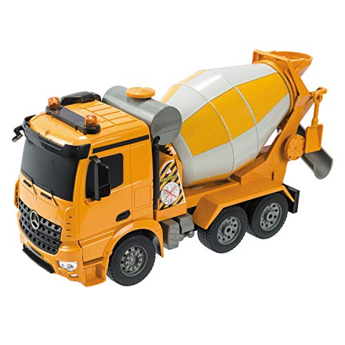Mondo Benz Motors-Mercedes Arocs Concrete Mixer In Scala Mezzo Da Lavoro-Camion Betoniera Rc Miscelatore Di Cemento-Controller 2.4 Ghz Giallo-63513, C