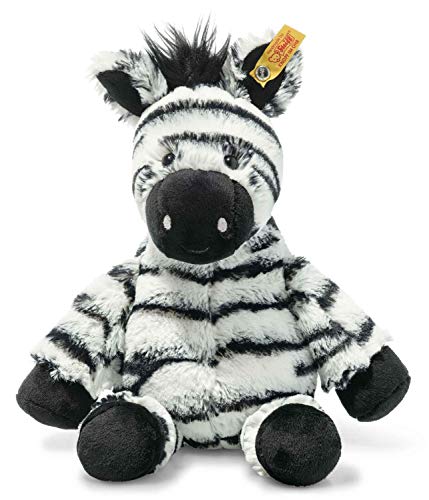 Steiff Friend Originale Zora Zebra, Soft Cuddly Friends, Circa 30 Cm, Peluche Bottone Sull'Orecchio, Per Neonati Fin Dalla Nascita, Colore Bianco-Nero