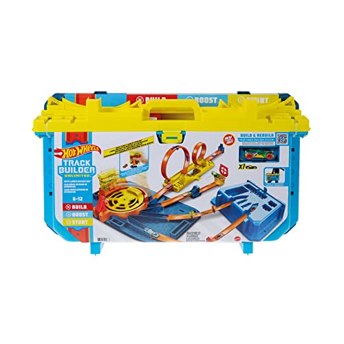 Hot Wheels- Track Builder Unlimited Box Super Lanci, Kit Costruzioni E Acrobazie Con Accessori, Giocattolo Per Bambini 6+Anni, Gvg11