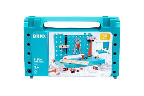Brio Builder - Banco Da Lavoro Per Bambini, Set Attrezzi Con Piano Da Lavoro, 59 Pezzi, Eetà 3+ Anni
