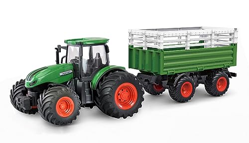 Amewi 22636 Trattore Rc Con Trasportatore Di Bestiame, Suono E Luce, Con Mucca Come Accessori, 1:24 Rtr Verde