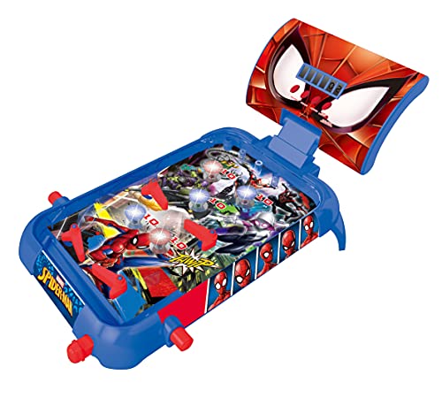Lexibook Marvel Spider-Man Flipper Elettronico Da Tavolo, Gioco D'Azione E Riflesso Per Bambini E Famiglie, Schermo Lcd, Effetti Di Luce E Suono, Blu/