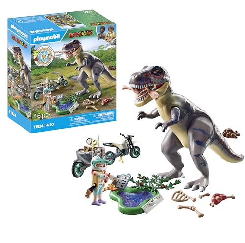 Playmobil Dinos 71524 Sulle Tracce Del T-Rex, Emozionante Ricerca Del Tyrannosaurus Rex, Con Motocicletta, Fotocamera E Veri Resti Di Dinosauro, Gioca
