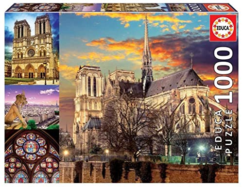 Educa - Adulto 1000 Notre Dame Collage Puzzle 1000 Cartone | Puzzle Genuino | Educa - Genuini Puzzle Per Adulti E Giovani Amanti Del Puzzle (18456)