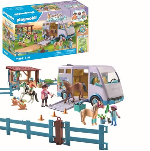 Playmobil Horses Of Waterfall 71493 Trasporto Cavalli E Stalla, Apprendimento Giocoso Dell'Equitazione, Avventurati Al Waterfall Ranch, Giocattolo Per