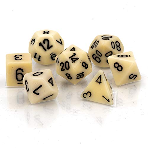 Chessex Dice: Polyhedral 7-Die Opaque Dice Set - Ivory With Black [Toy]