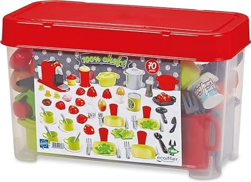 Ecoiffier- Cofanetto Dinette 70 Pezzi, Multicolore, 41,5 X 21 X 25 Cm, 2698